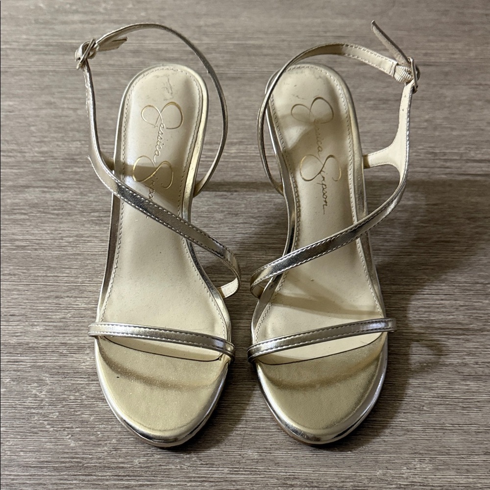 Jessica Simpson Metallic Strappy Heels